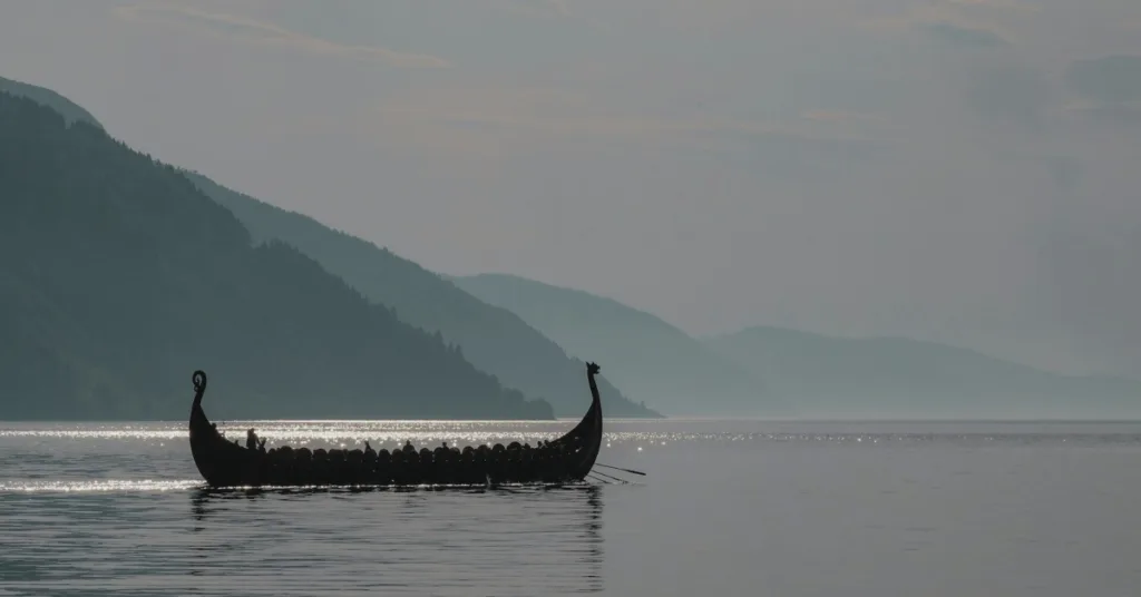 Vikings ship on the water