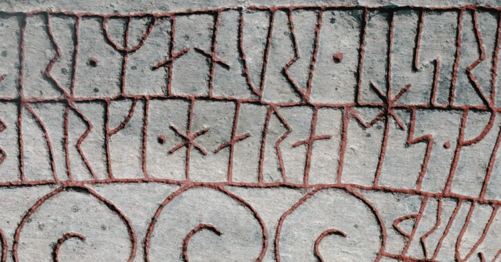Viking runestone with runic inscription